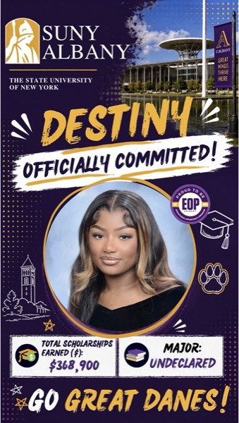 Destiny officially committed to SUNY Albany