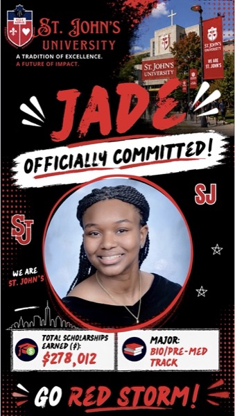 Jade officially committed to St. John's University
